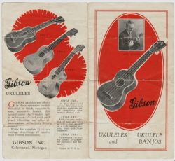 Doc Morris on the cover of a Gibson Ukulele Pamphlet