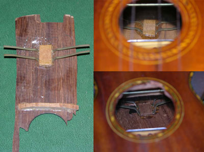 Echo Uke echo devices — the two photos on the right were taken with a mirror placed inside the ukulele body